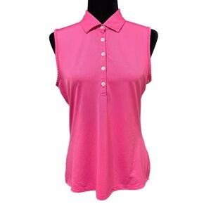 Greg Norman Hot Pink Sleeveless Polo Shirt Size Medium Stretch Golf UPF 20+ Top